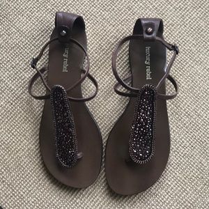 Luxury Rebel Brown rock stud sandals